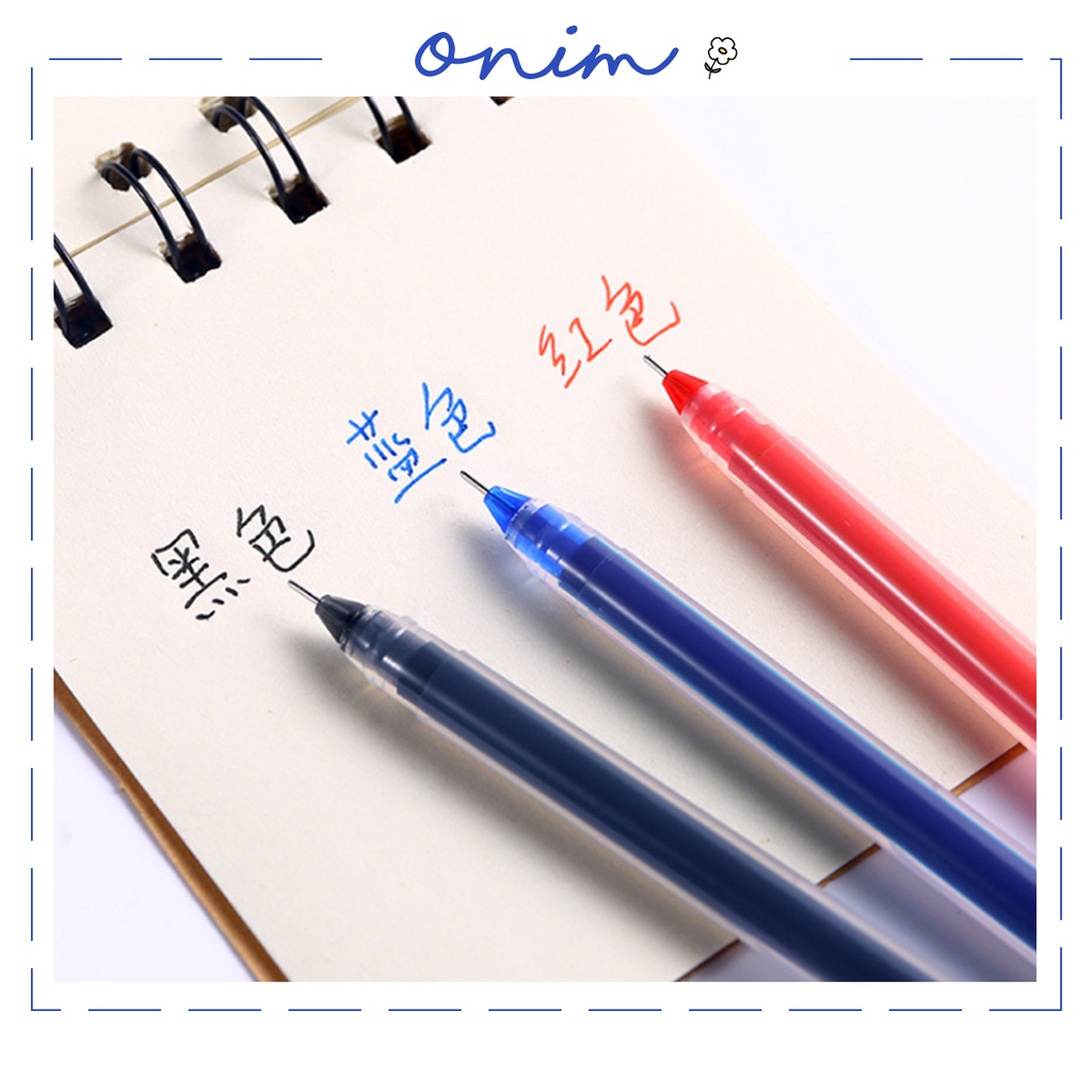 Bút bi nước ngòi siêu nhỏ mực gel 0.38mm ONIM đen xanh đỏ dupe Muji phụ kiện văn phòng phẩm JW015