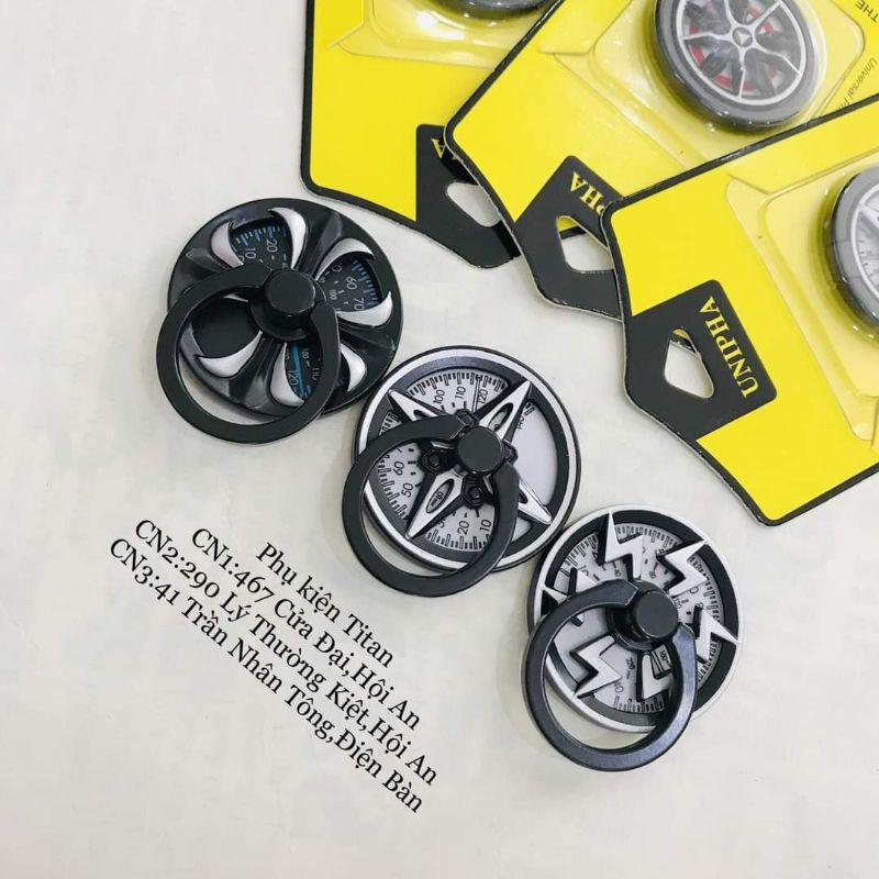 Nhẫn iRing bánh xe quay : chống dựng xoay giúp cầm - nắm - dựng điện thoại