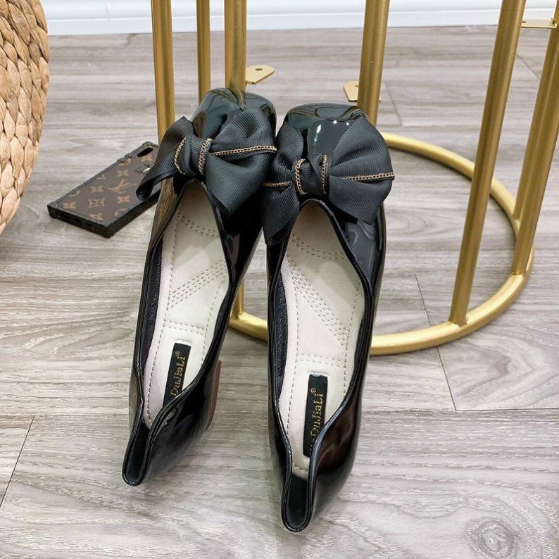 C10 - Giày búp bê xinh đẹp da bóng thắt nơ