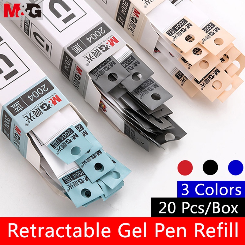 M&g Set 20 Ruột Bút Bi Mực Đỏ/ Đen/ Xanh Dương 0.5mm Có Thể Thu Gọn Tiện Dụng