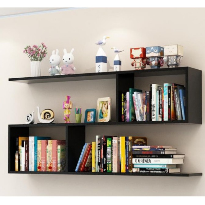 Kệ sách treo tường chữ S 2 tầng 100x55x17cm