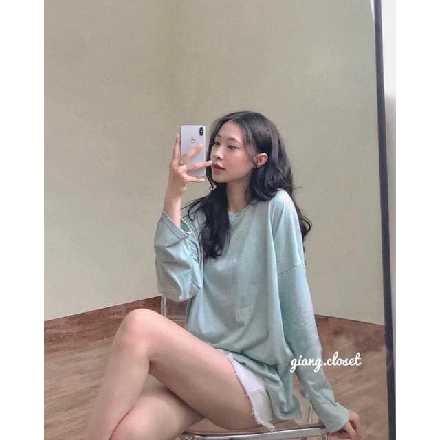 Áo thun dài tay cotton cổ tròn mùa thu Hàn Quốc nhiều màu Sollle