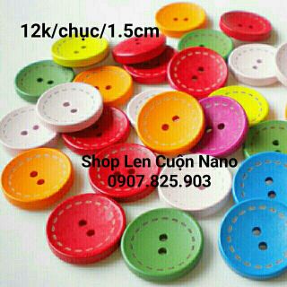Nút áo gỗ màu 1.5cm