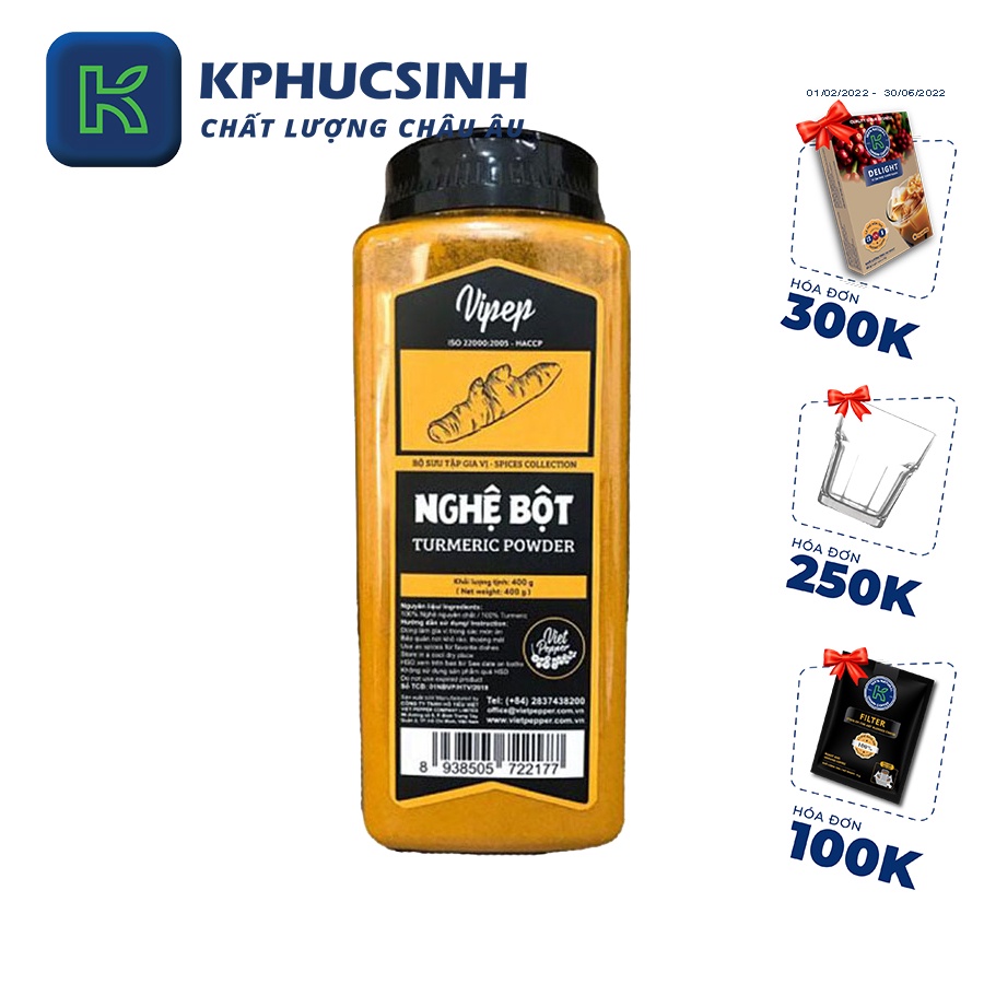 Nghệ bột Vipep 400gr  bột nghệ Vipep chất lượng cao gia vị nấu ăn KPHUCSINH - Hàng Chính Hãng