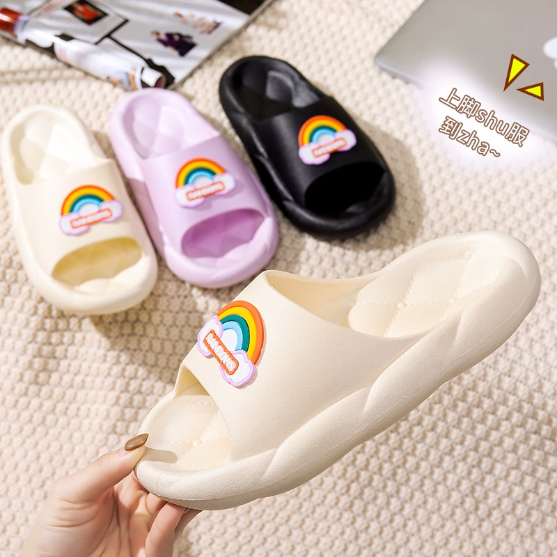 Dép Sandal MS Cha22041211 đế mềm dày dặn họa tiết cầu vồng hoạt hình thời trang mùa hè dành cho nữ