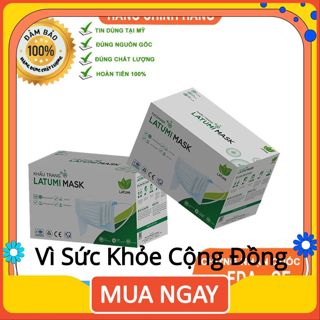 1 Hộp Khẩu Trang Y Tế 4 Lớp Lọc Khuẩn LATUMI 50 Cái / Hộp Chính Hãng Đạt Tiêu Chuẩn Quốc Tế Xuất Khẩu yoneshop01 | BigBuy360 - bigbuy360.vn