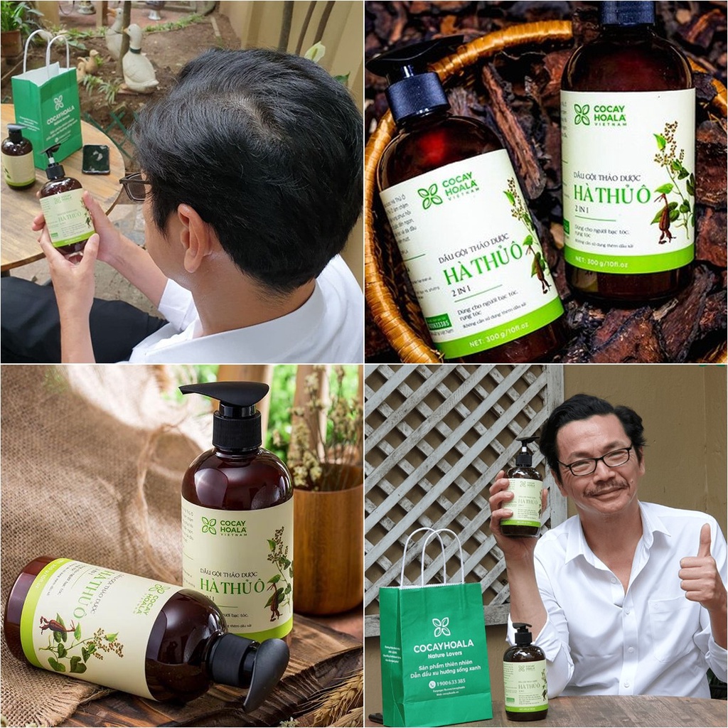 Dầu gội thảo dược Hà Thủ Ô 2in1 cỏ cây hoa lá giảm rụng tóc bạc tóc kích thích mọc tóc  chai 300g 450g Cocayhoala