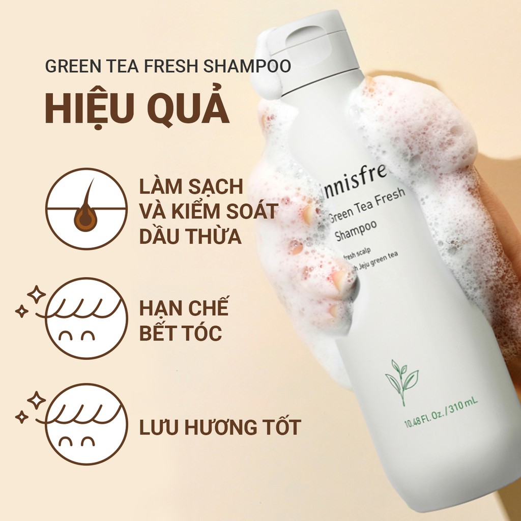 [Mã COSIF05 giảm 10% đơn 400K] Dầu gội trà xanh innisfree Green Tea Fresh Shampoo hạn chế bết tóc 310ml