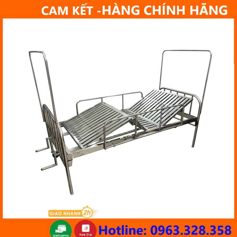 Giường Inox, Giường Y Tế Inox 2 Tay Quay Nâng Đầu Nâng Chân Và Có Mở Bô Vệ Sinh - Inbox với shop trước khi đặt hàng