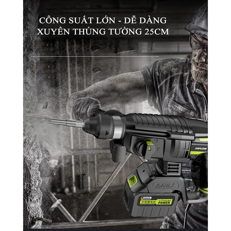 Máy Khoan Bê Tông Búa Không Chổi Than Sử Dụng Pin Lithium 10 Cell, 15 Cell – Một Sản Phẩm Của Zhipu
