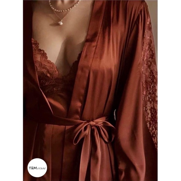 Đồ Ngủ Sexy, Váy ngủ lụa dáng suông quyến rũ Kèm Mút Ngực -- CHARMING QUEEN