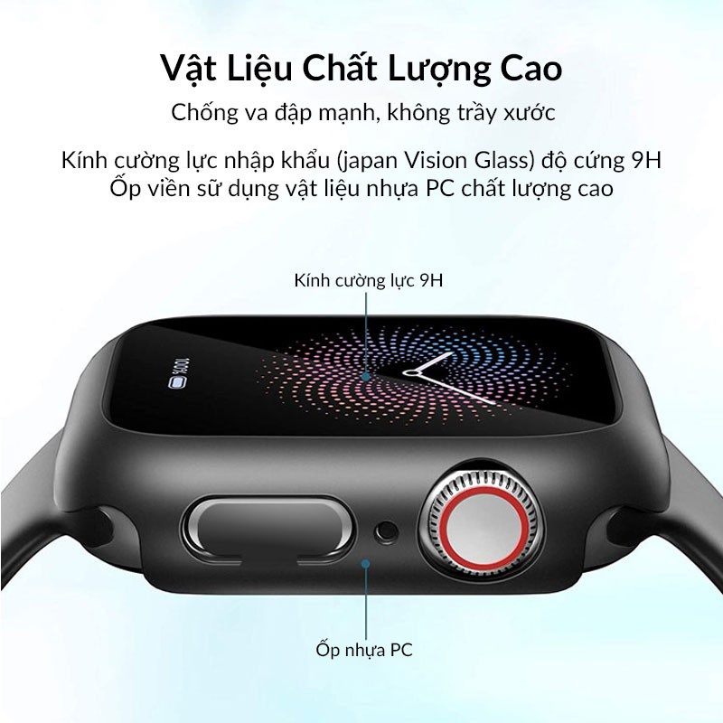 Case Apple Watch, Kính Cường Lực Anank Full Body Case, Chống Va Đập, Chống Xước, Ôm Sát Máy, Cảm Ứng Mượt Mà