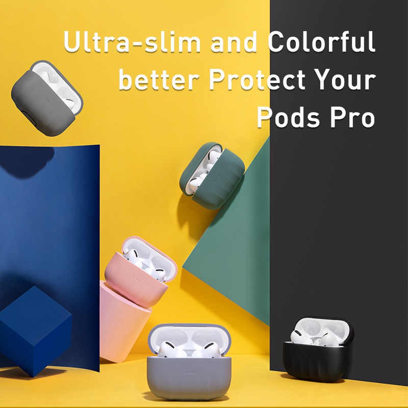 Bao case chống sốc silicon siêu mỏng cho tai nghe Apple Airpods Pro hiệu Baseus Shell Pattern - Hàng chính hãng