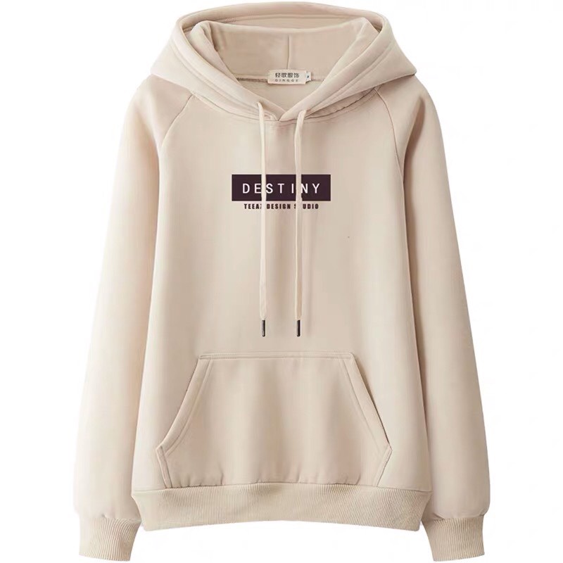 [ KHOÁC HÈ ] ÁO HOODIE NỈ UNISEX PHOM NAM NỮ MÀU KEM IN KÝ TỰ NHIỀU MẪU