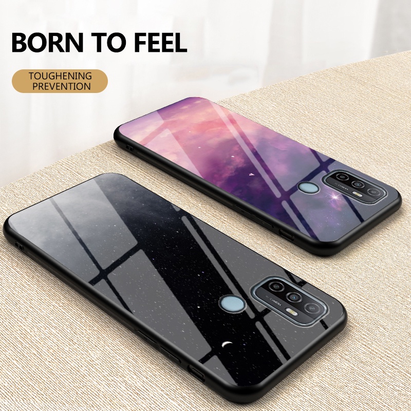 Vỏ thiết kế bầu trời đầy sao OPPO A53 A32 2020 2021 Ốp Điện Thoại Mặt Kính Cường Lực Họa Tiết Bầu Trời Đầy Sao Cho For OPPOA53 2020