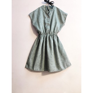 Đầm sơmi linen xoè bo eo