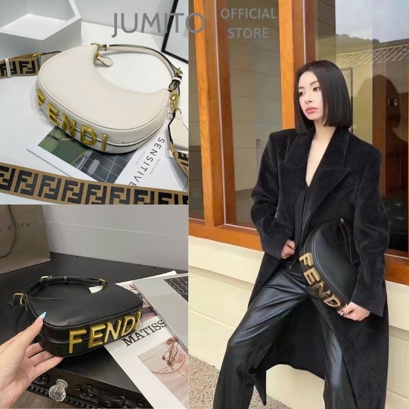 Túi xách nữ kẹp nách cầm tay da trơn Fend logo dập hot hit 2022 dày dặn JUMITO T1.050.TR