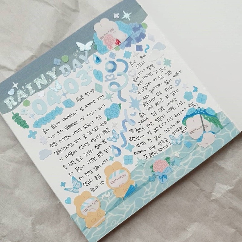 Sticker Hình Dán PET Hình Thỏ Mèo Râu Quăn Lấp Lánh Trang Trí Toploader Bullet Journal