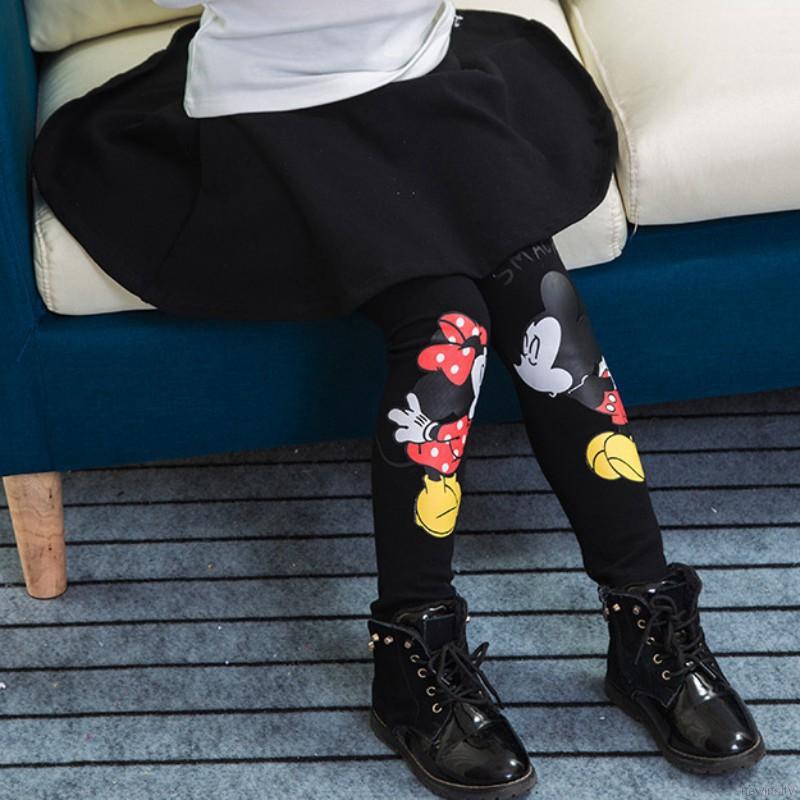 Quần legging giả váy in hình chuột Mickey dễ thương cho bé gái