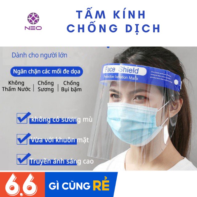 Kính Chống Bọt Bắn Mika Loại Kính Bảo Hộ Che Mặt Y Tế Faceshield Chống Giọt Bắn Bụi Bẩn An Toàn Tiện Dụng