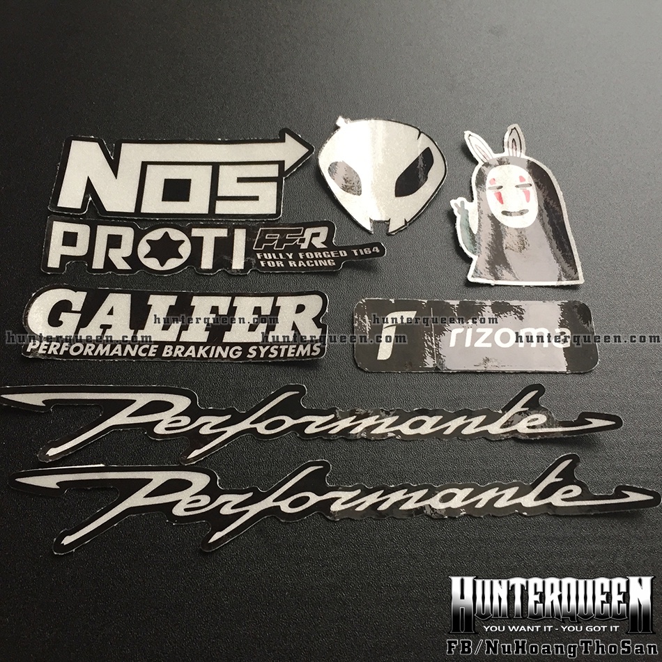 Trọn bộ 8 logo trắng đen phản quang 3M cao cấp. Decal sticker chống nước, không bay màu. Độ dính cực cao