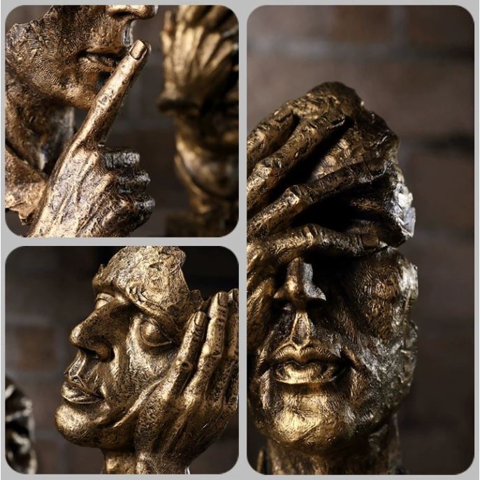 Tượng tam không decor phòng 247 mô hình nghệ thuật kích thước 35cm, , nhằm nhắc nhở bạn đối nhân sử thế.