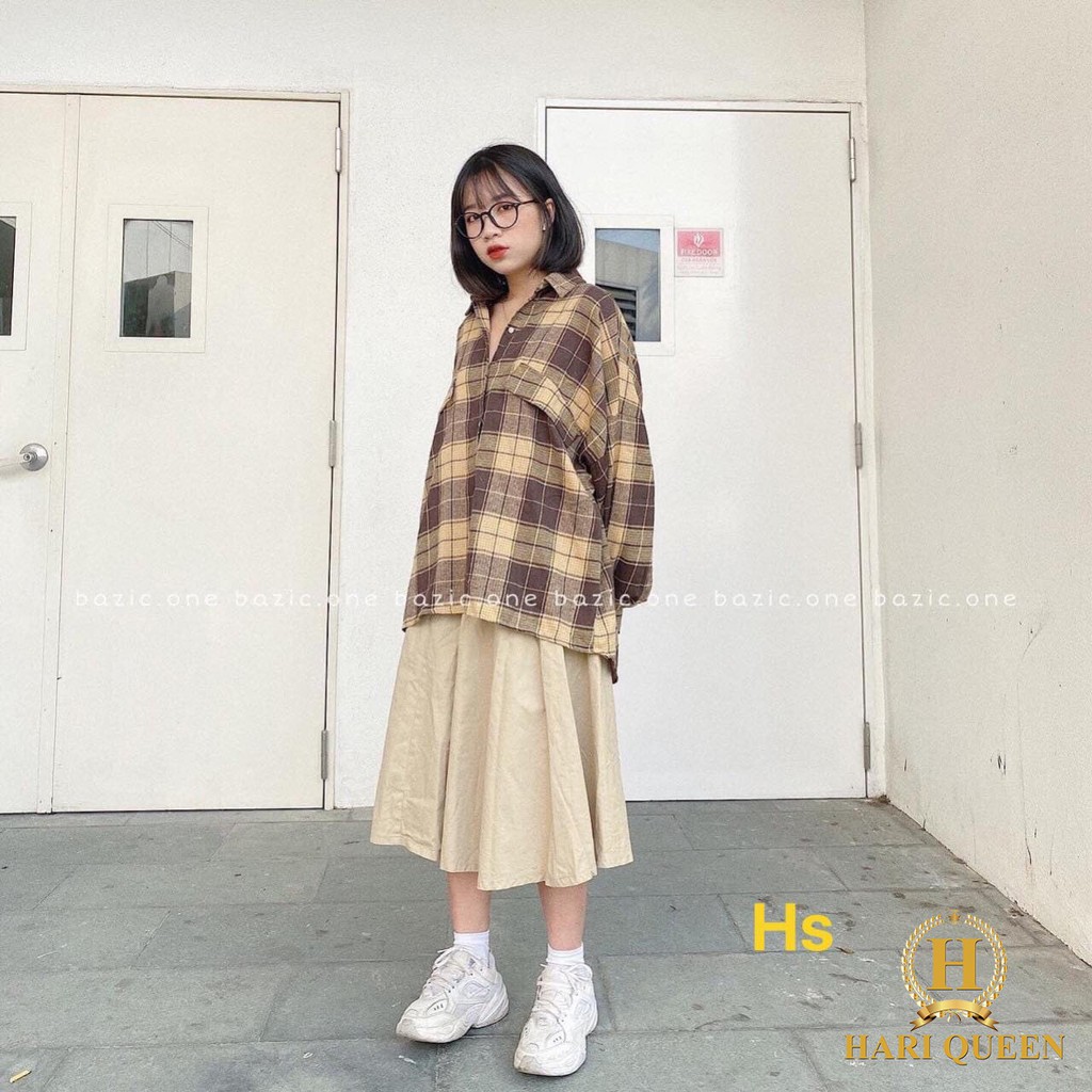 Áo sơ mi kẻ nữ túi lệch HSU0420