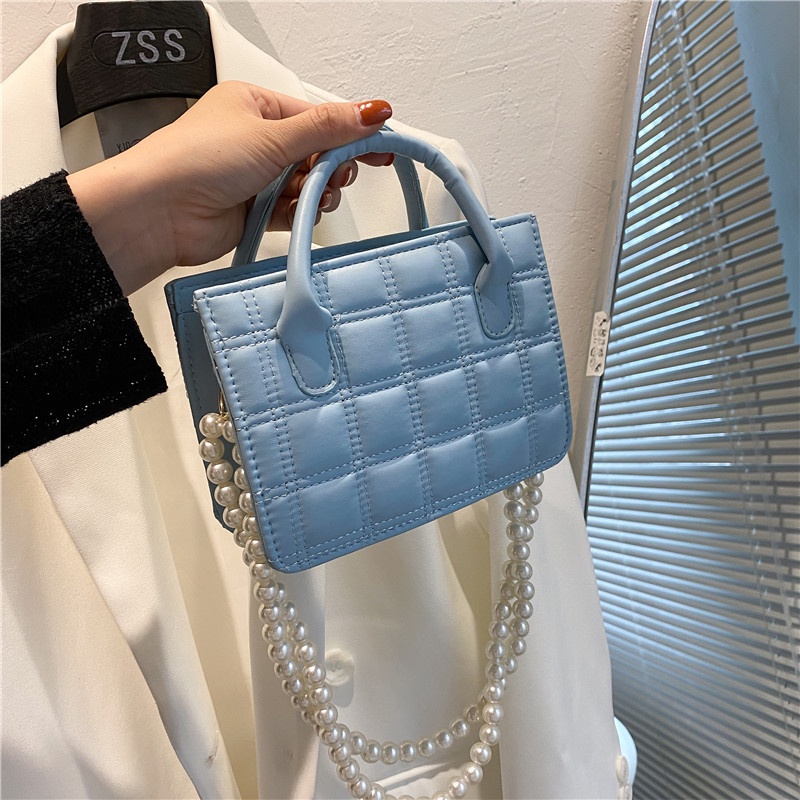 Túi Đeo Chéo Hình Vuông Đính Ngọc Trai Thời Trang Hàn Quốc Cho Nữ