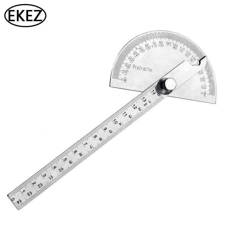 EKEZ Thước Đo Góc 180 Độ 145mm Bằng Thép Không Gỉ Có Thể Điều Chỉnh