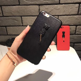 Ốp lưng dẻo mèo mặt lưng giả da - Iphone 6, 6plus, 7, 7plus, 8, 8plus, X