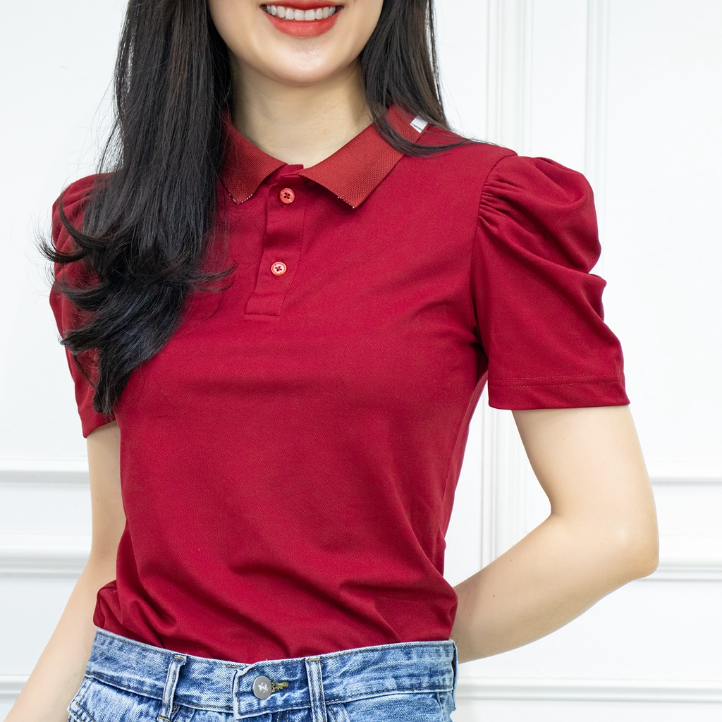Áo polo nữ công sở có cổ AMYRA mắt chim phông trơn tay ngắn bo co giãn tốt thun trơn trắng đen thấm hút mồ hôi tốt AT032