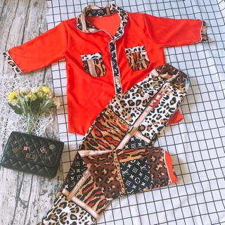 Bộ phi lụa phối họa tiết, tay lửng quần dài size S, M, L, XL