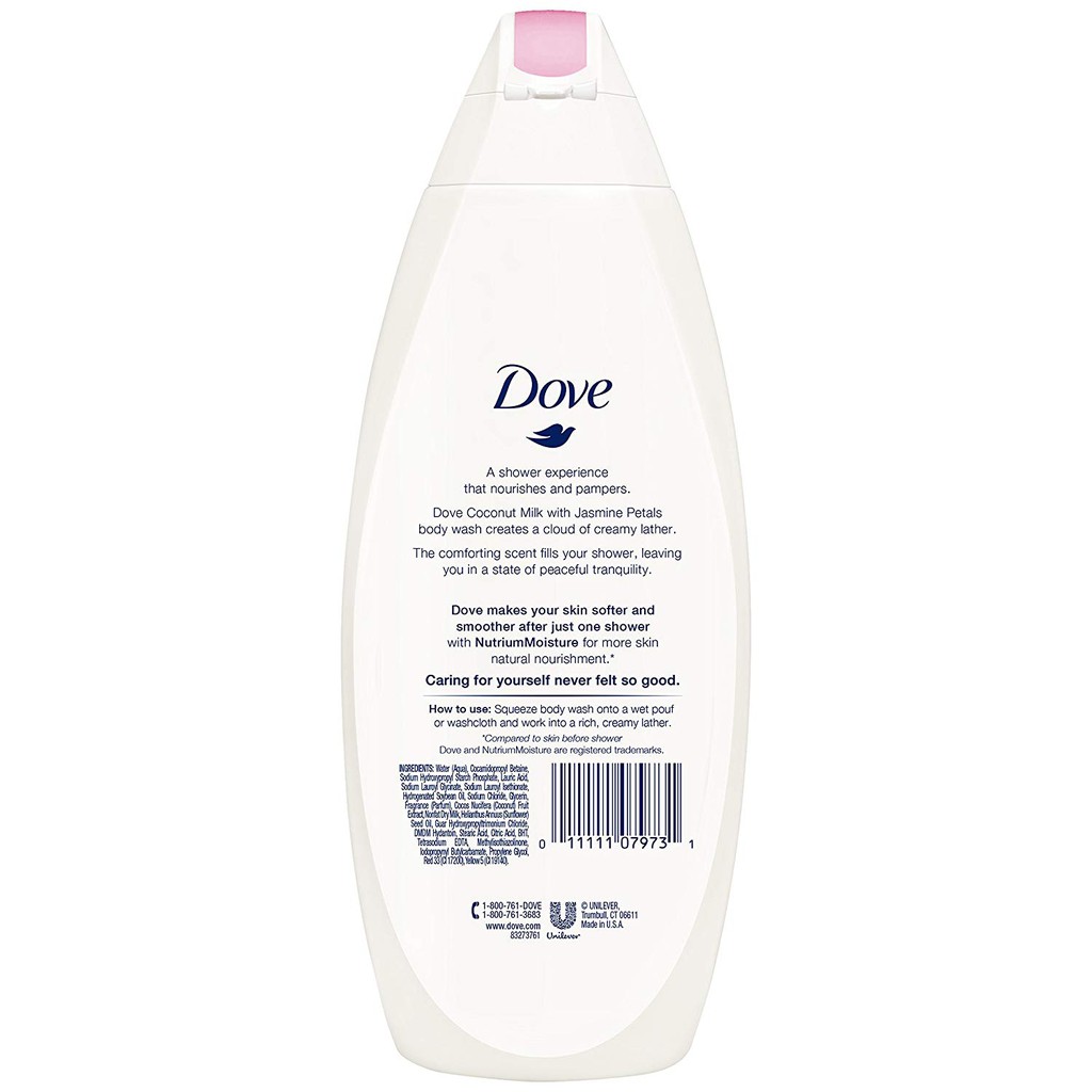 Sữa tắm dưỡng ẩm da Dove go fresh Body Wash Coconut Milk with Jasmine 650ml (Mỹ)