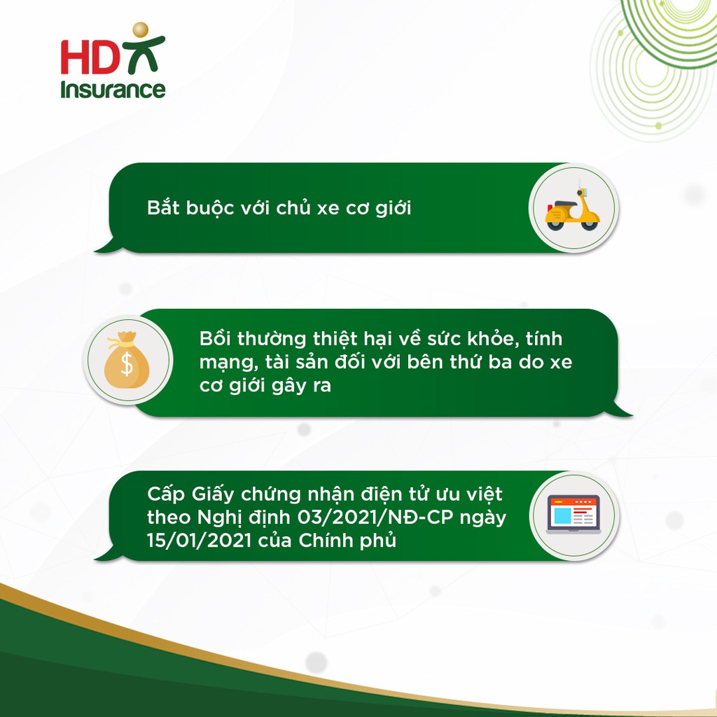 [E - Voucher] Bảo hiểm Trách nhiệm dân sự bắt buộc xe máy trên 50cc HD Insurance - 1 năm