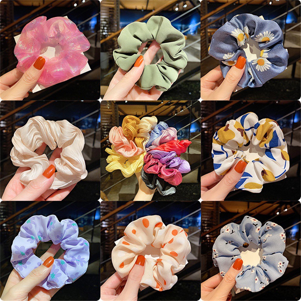 Dây Buộc Tóc Cao Su Co Giãn Thêu Họa Tiết Chấm Bi Phong Cách Hàn Quốc