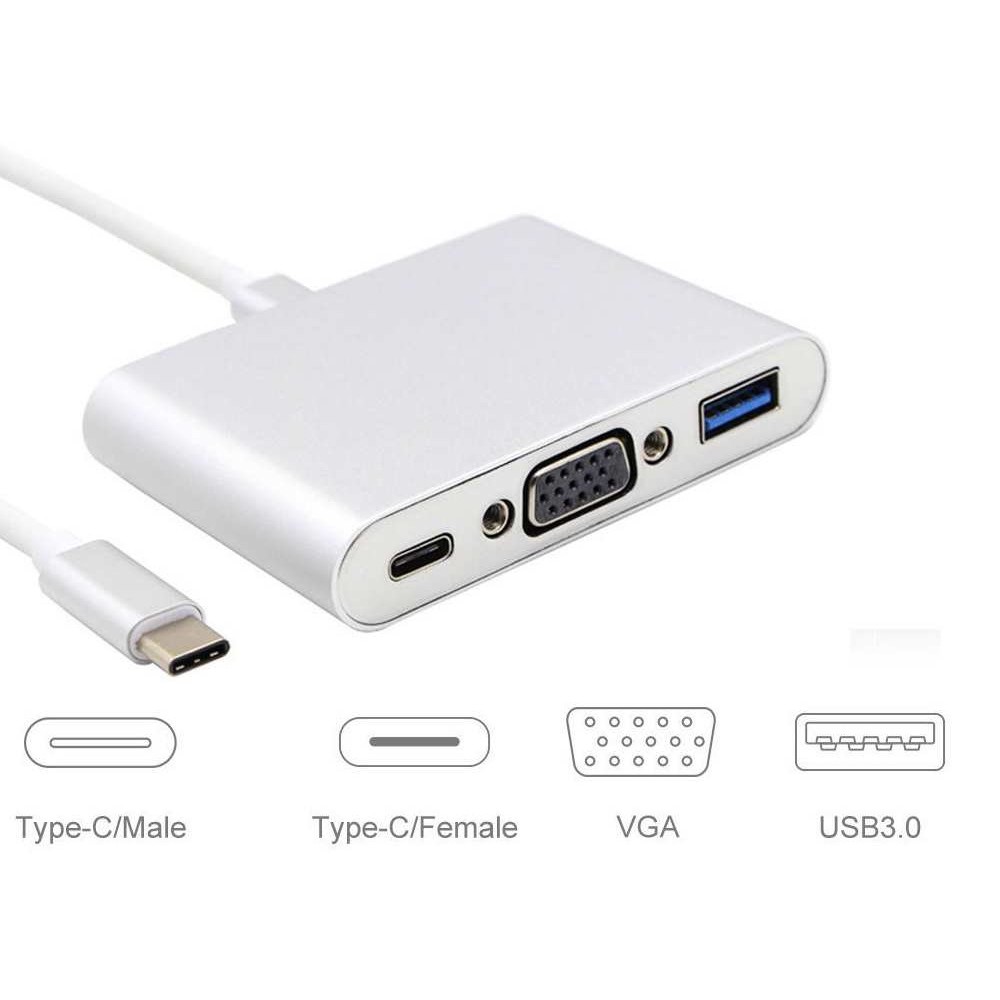 Cáp Chuyển Đổi Từ USB-C TypeC Sang USB 3.0 VGA-Chiếu hình ảnh từ điện thoại - MAC ra màn hình Máy Tính hoặc máy chiếu