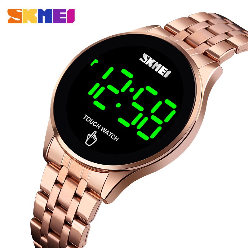 C9AM SKMEI Digital Watch Fashion Touch Screen LED Light Display 30M Waterproof Stainless Steel Strap Watch