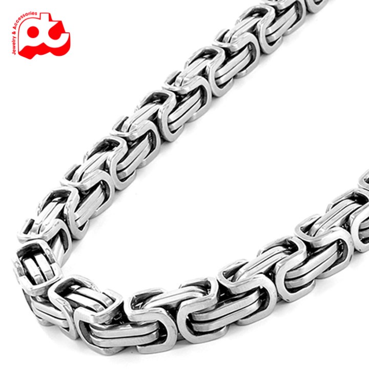 Dây chuyền nam titan cao cấp đẹp sang trọng thép không gỉ ziczac PT JEWELRY kích cỡ 9mm màu trắng PTDCNA26