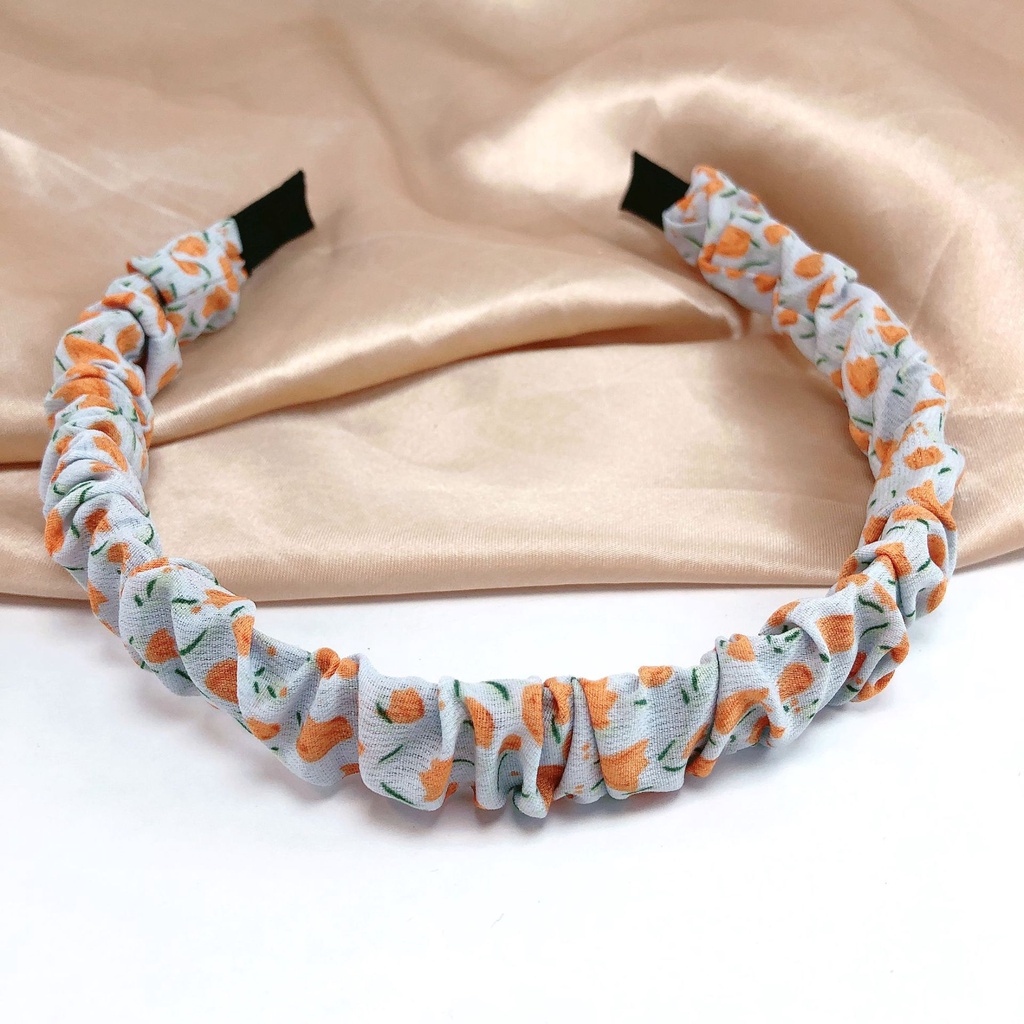 Băng đô cài tóc in họa tiết hoa phong cách Hàn Quốc cổ điển