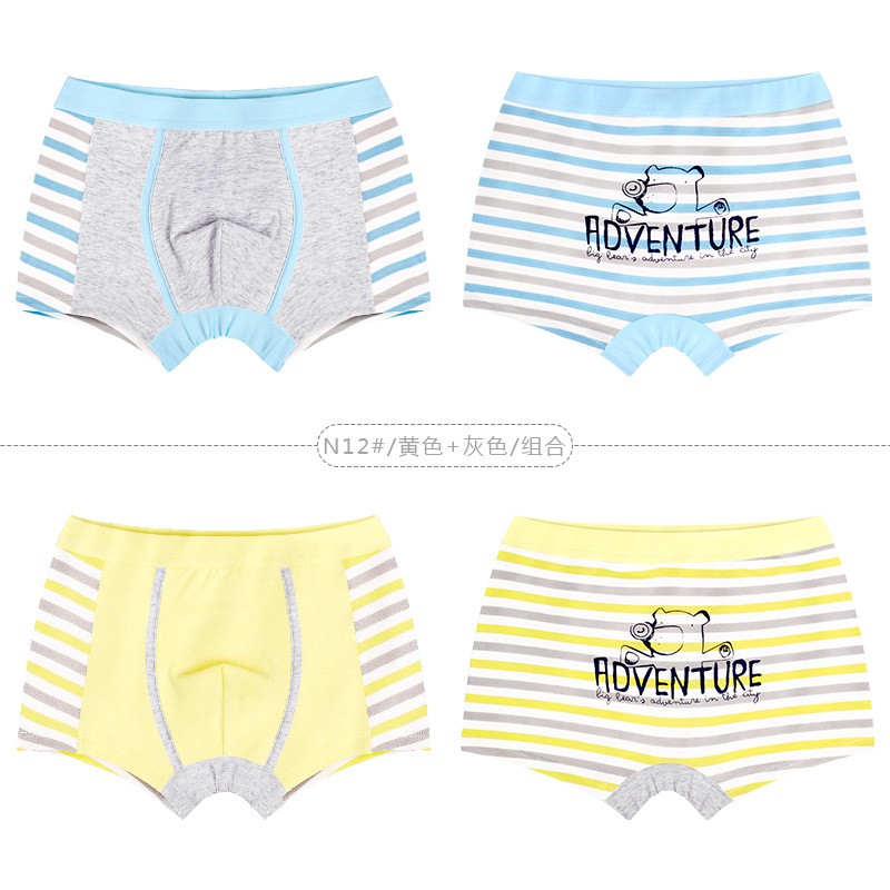 Bộ 2 Quần Lót Boxer Cotton In Họa Tiết Dễ Thương Cho Bé Trai