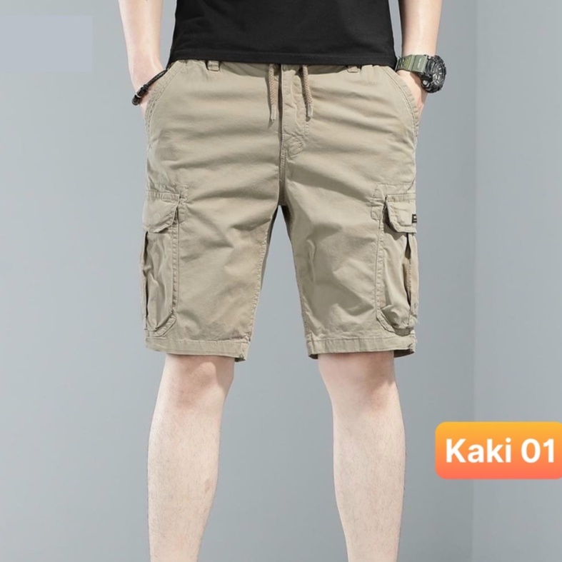 Quần short đùi kaki nam màu kem be trơn cao cấp kiểu dáng thể thao lửng, quần sóc nam lưng thun đẹp Lavado51 mẫu mới