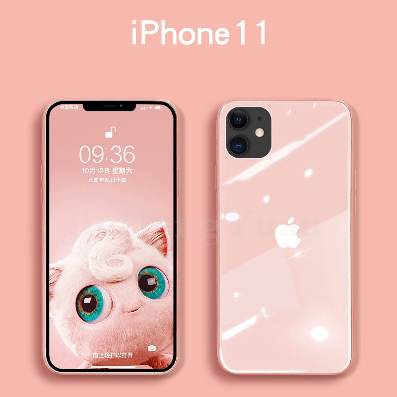 Ốp điện thoại kính cường lực màu kẹo viền silicone cho IPhone 6 6s 7 8 Plus X XS MAX XR 11 PRO Promax