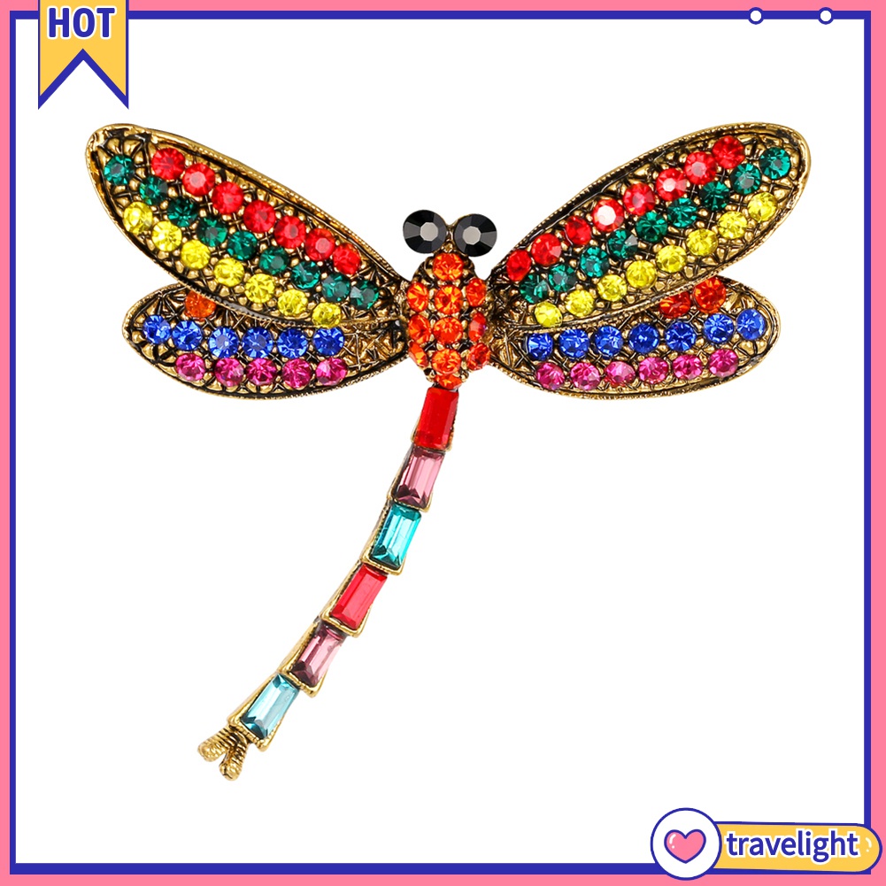 Trâm Cài Áo Hình Chuồn Chuồn Đính Đá Nhiều Màu Phong Cách Vintage K1