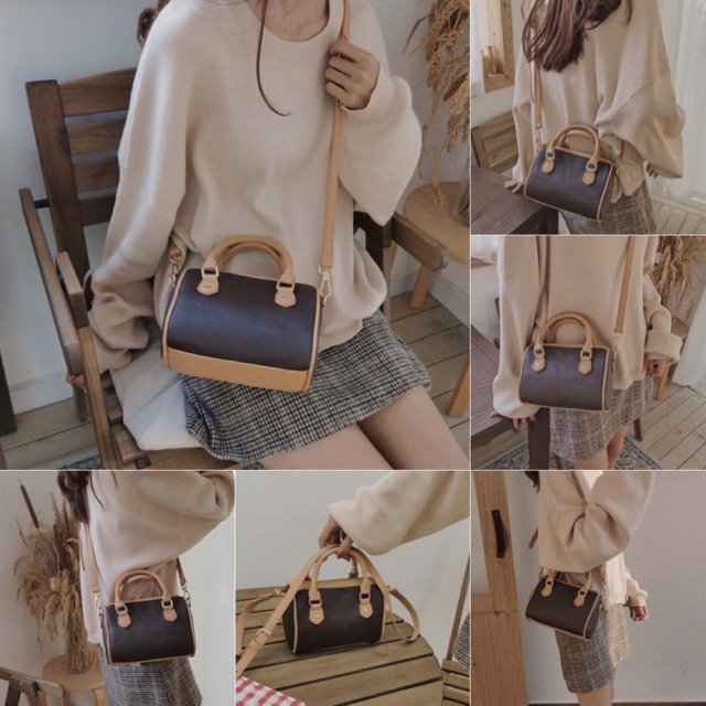 Túi Đeo chéo Royak BAG độc lạ chất liệu da màu da mix nâu dễ phối đồ - túi hộp rộng kèm ảnh thật