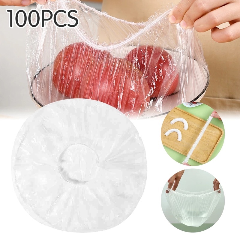 Set 100 vỏ bọc bảo quản thực phẩm trong tủ lạnh bằng nhựa dùng một lần tiện dụng