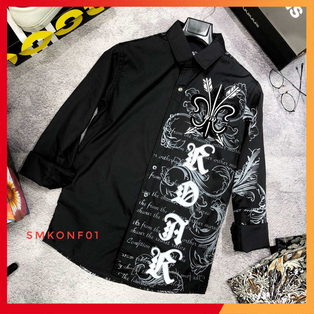 Áo sơ mi nam body dài tay đen trắng chất cotton lụa SMKONF | BigBuy360 - bigbuy360.vn