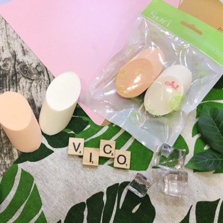Bông phấn Suri tán kem nền hình bầu dục bịch 2 miếng  - Mỹ phẩm Ola