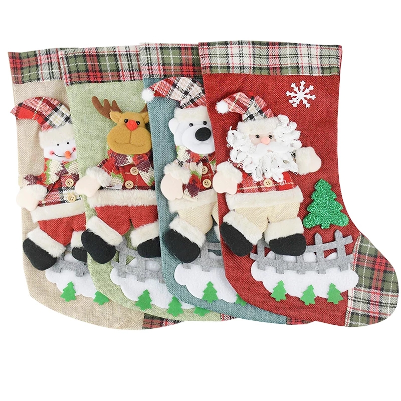 Túi Đựng Kẹo Hình Tuần Lộc / Người Tuyết / Tất Giáng Sinh Trang Trí Cây Thông Noel