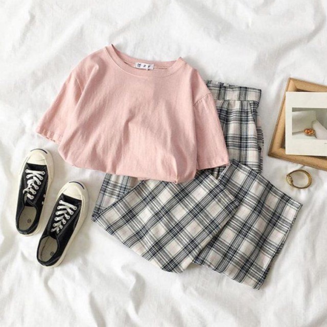 [FREESHIP] ❤️Set áo phông trơn+quần caro❤️