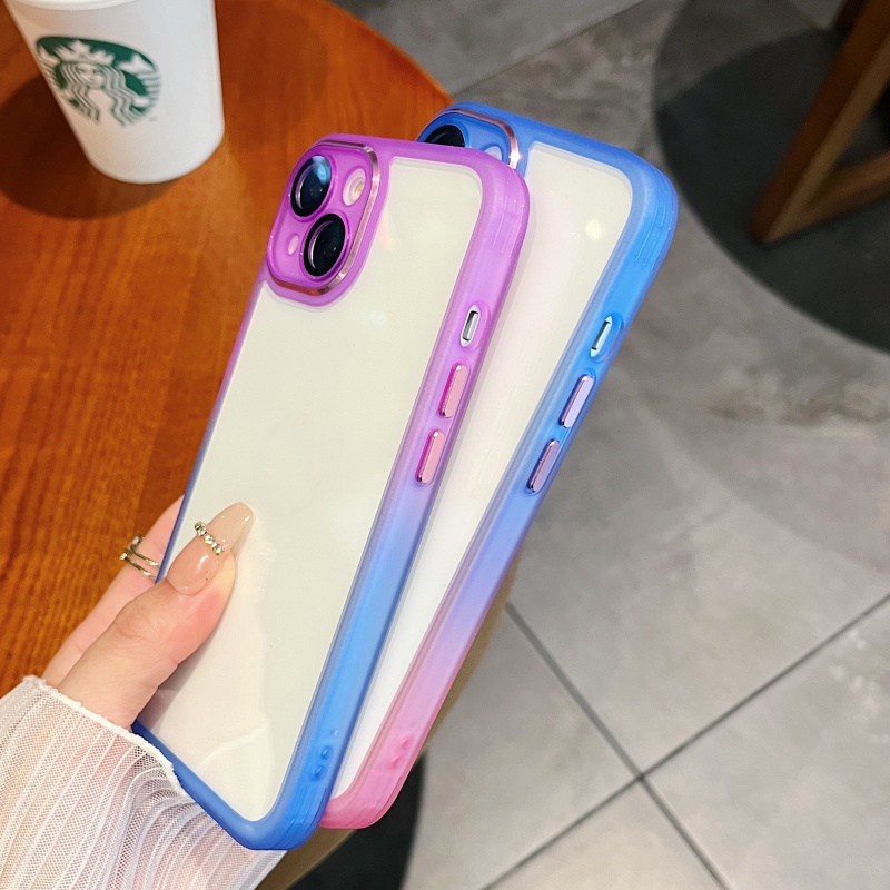 Ốp Điện Thoại Cứng Trong Suốt Chống Sốc Màu Gradient Cho iPhone 14 13 12 11 Pro Max